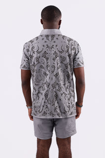 Cut-out Laser Leather Shirt - Wine