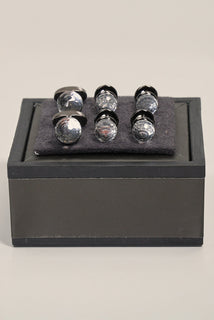 Circular Crystal Dark Cufflinks Stud Set