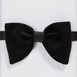 Cotton Velvet Pre-Tied Bow Tie - Black