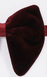 Cotton Velvet Pre-Tied Bow Tie - Burgundy Red