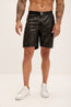 Cut-out Fitted Leather Shorts - Black