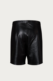 Cut-out Fitted Leather Shorts - Black