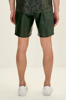 Cut-out Laser Leather Shirt - Green