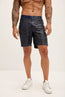 Cut-out Fitted Leather Shorts - Navy