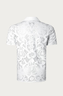 Cut-out Laser Leather Shirt - White