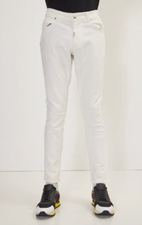 Distressed Ripped Hem Skinny Jeans - White