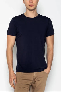 Fitted Lightweight Crew-Neck T-Shirt - Navy