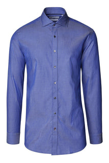 Jacquard Cotton Tonal Button Dress Shirt - Dark Blue