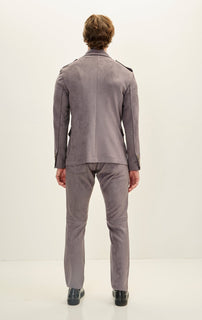 Microsuede Lightweight Safari Jacket - Grey