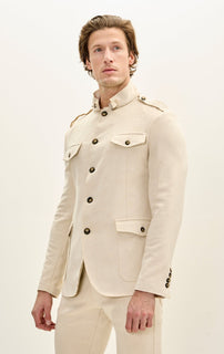Microsuede Lightweight Safari Jacket - Off White