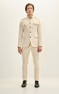 Microsuede Lightweight Safari Jacket - Off White
