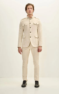 Microsuede Lightweight Safari Jacket - Off White