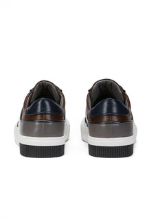 Multi Leather Lace Up Sneakers - Navy White