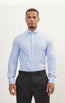 Pure Cotton French Placket Spread Collar Dress Shirt - Blue Striped