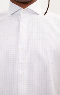 Pure Cotton French Placket Spread Collar Dress Shirt - White Graph