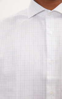 Pure Cotton French Placket Spread Collar Dress Shirt - White Graph
