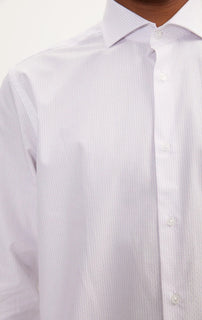 Pure Cotton French Placket Spread Collar Dress Shirt - White Graph