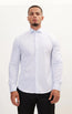 Pure Cotton French Placket Spread Collar Dress Shirt - White Light Blue Royal Oxford