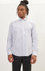 Pure Cotton French Placket Spread Collar Dress Shirt - White Navy Jacquard
