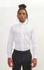 Pure Cotton Front Placket Spread Collar Dress Shirt - White
