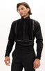 Pure Cotton Pleated Wing Tip Collar Shirt - Black White