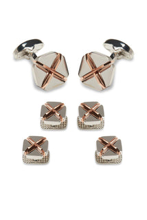 Rt Rectangular Cufflinks Stud Set