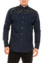 Slim Fit Fleece Shirt - Navy Brown
