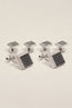 Stainless Steel Dark Stone Cufflinks Stud Set Silver