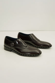 Stitch Detail Monk Strap - Burgundy