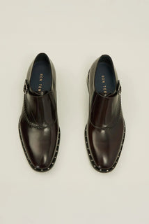 Stitch Detail Monk Strap - Burgundy