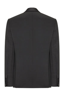 Swiss Dot Embroidery Shawl Lapel Tuxedo Jacket - Black