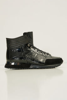 The Croc Hi-Top Leather Sneaker Boots - Black Patent
