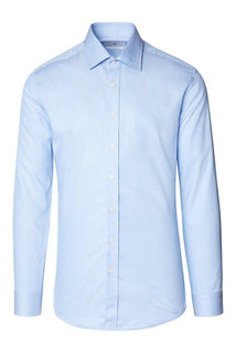 Pure Cotton Tonal Accents Dress Shirt - Blue