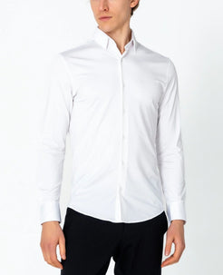 Wrinkle Free Tapered Travel  Dress Shirt - White